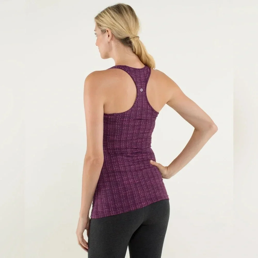 Women’s Lululemon Cool Racerback Tank Top Ziggy Wee August Glo Maroon Red Gym